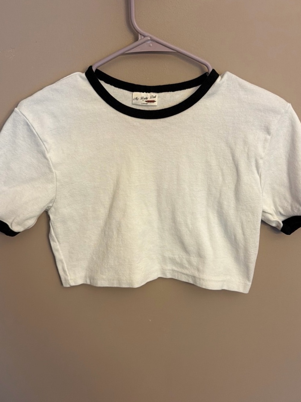 RARE/VINTAGE Y2K Cropped Ringer Tee with Black Trim